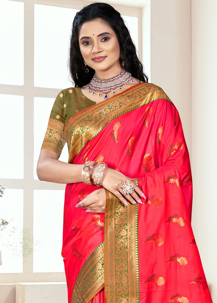 Pink Spun Silk Saree With Blouse Piece