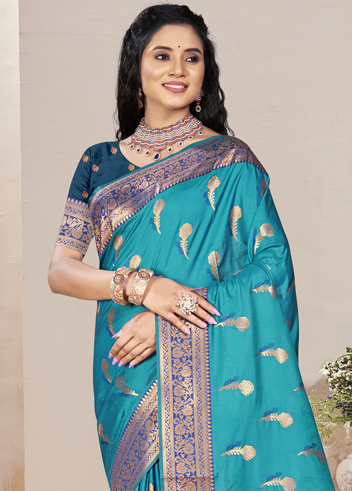 Firoza Spun Silk Saree With Blouse Piece