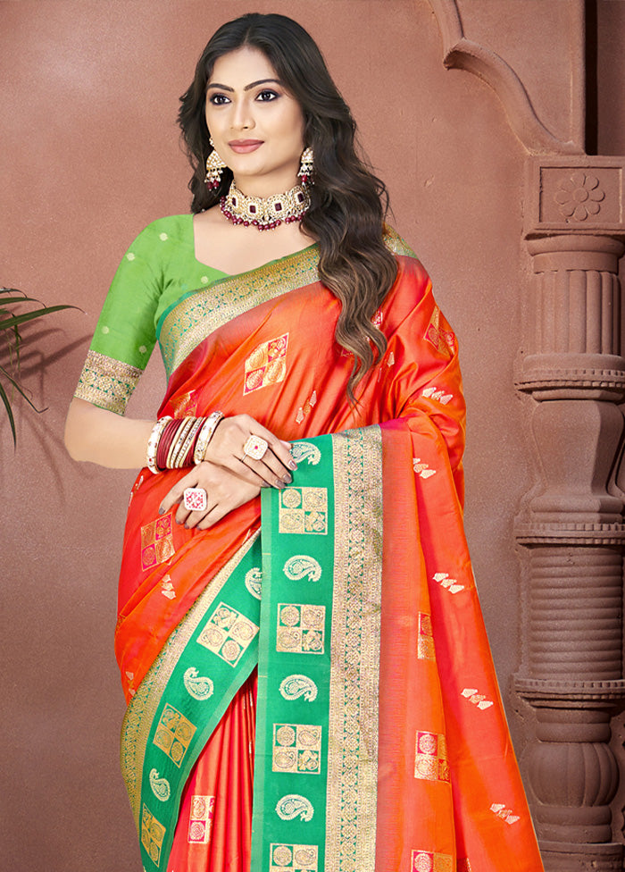 Red Spun Silk Saree With Blouse Piece