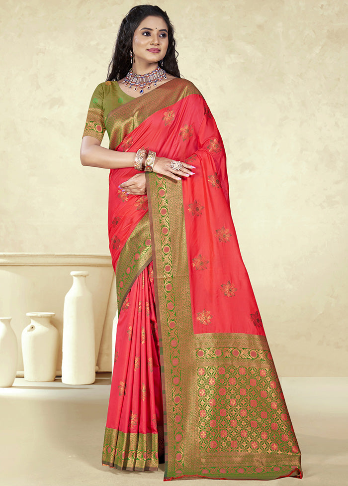 Pink Spun Silk Saree With Blouse Piece