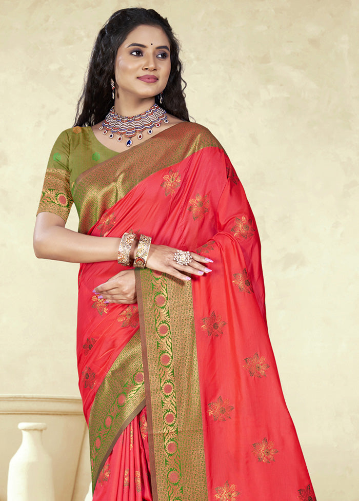 Pink Spun Silk Saree With Blouse Piece