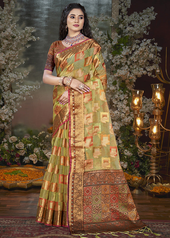 Multicolor Chanderi Silk Saree With Blouse Piece