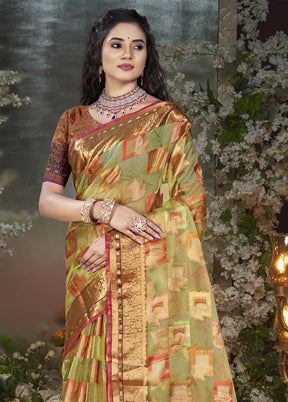 Multicolor Chanderi Silk Saree With Blouse Piece