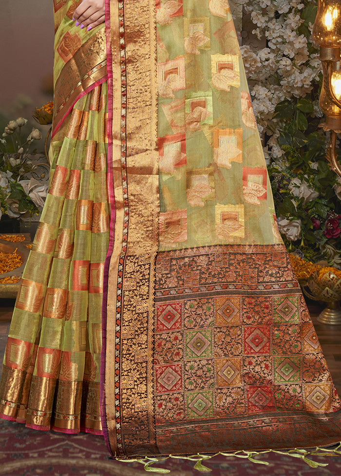 Multicolor Chanderi Silk Saree With Blouse Piece