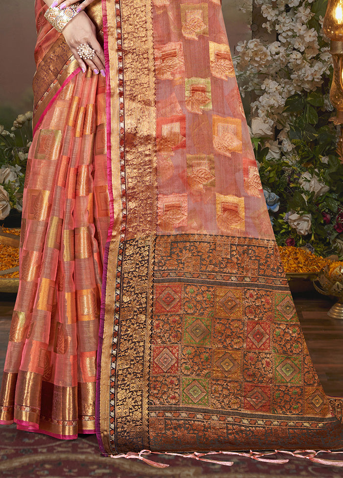 Multicolor Chanderi Silk Saree With Blouse Piece