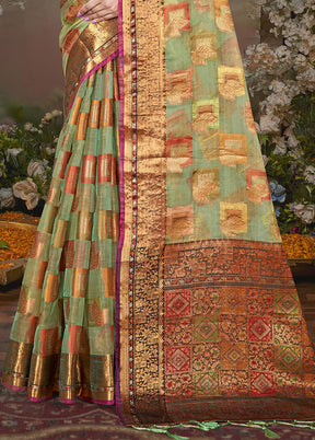 Multicolor Chanderi Silk Saree With Blouse Piece