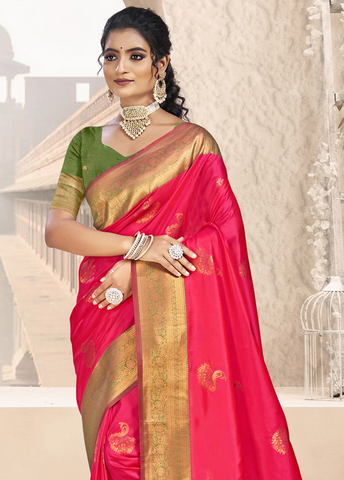 Rani Spun Silk Saree With Blouse Piece