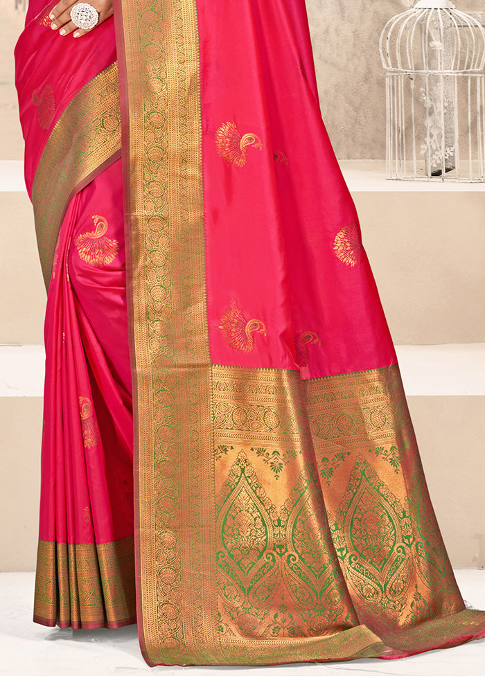 Rani Spun Silk Saree With Blouse Piece