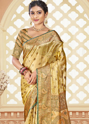 Gold Spun Silk Saree With Blouse Piece