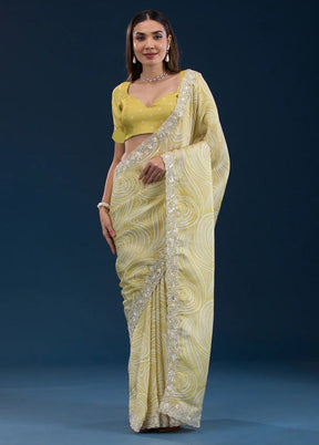 Yellow Georgette Saree With Blouse Piece