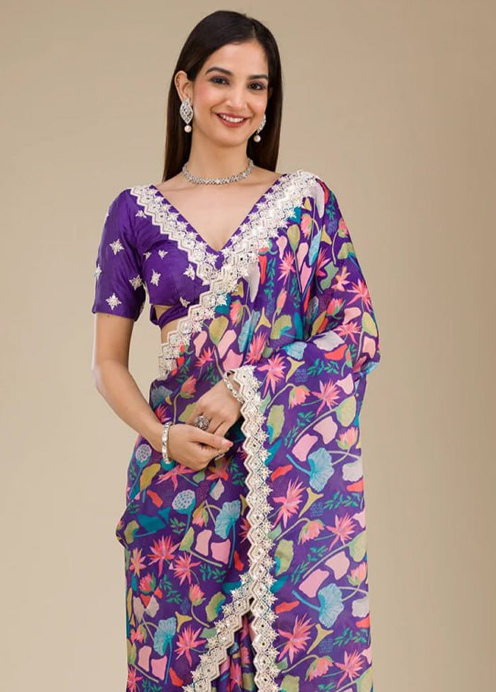 Multicolor Georgette Saree With Blouse Piece