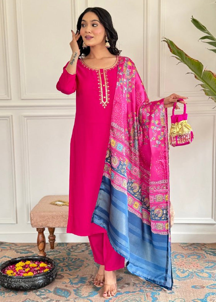 3 Pc Rani Readymade Viscose Suit Set