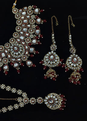 Maroon Alloy Jewellery Set