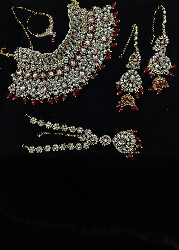 Maroon Alloy Jewellery Set