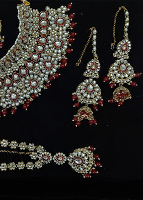 Maroon Alloy Jewellery Set