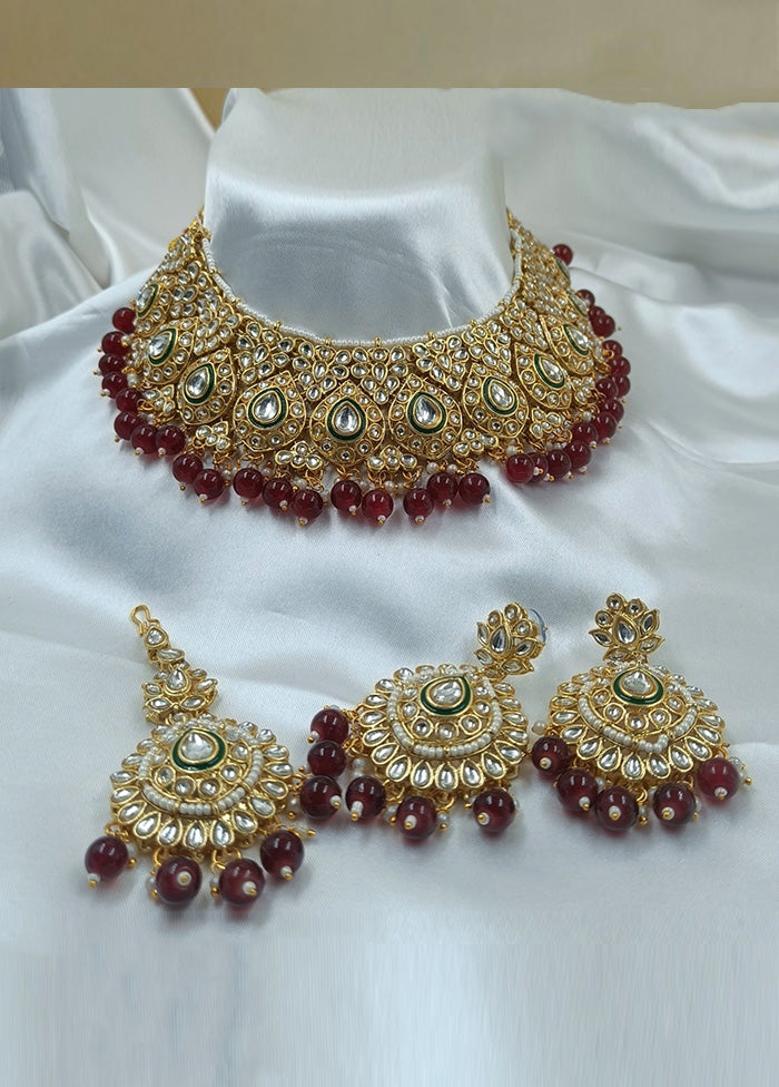 Maroon Alloy Jewellery Set