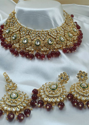 Maroon Alloy Jewellery Set