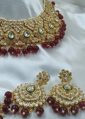 Maroon Alloy Jewellery Set