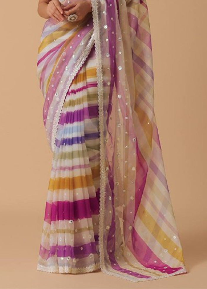 Multicolor Georgette Saree With Blouse Piece