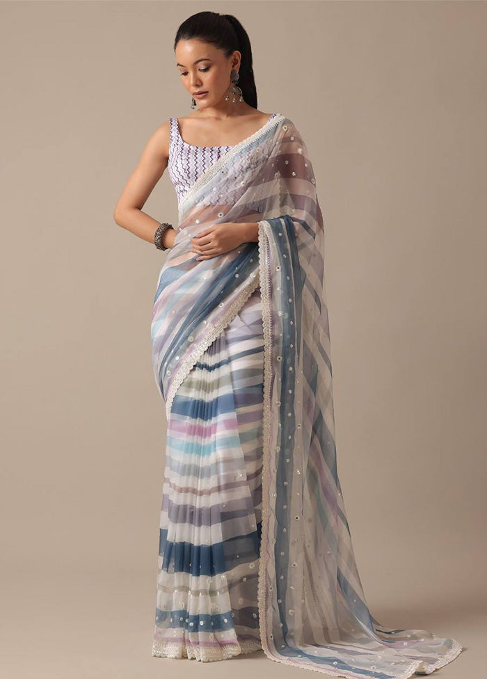 Multicolor Georgette Saree With Blouse Piece