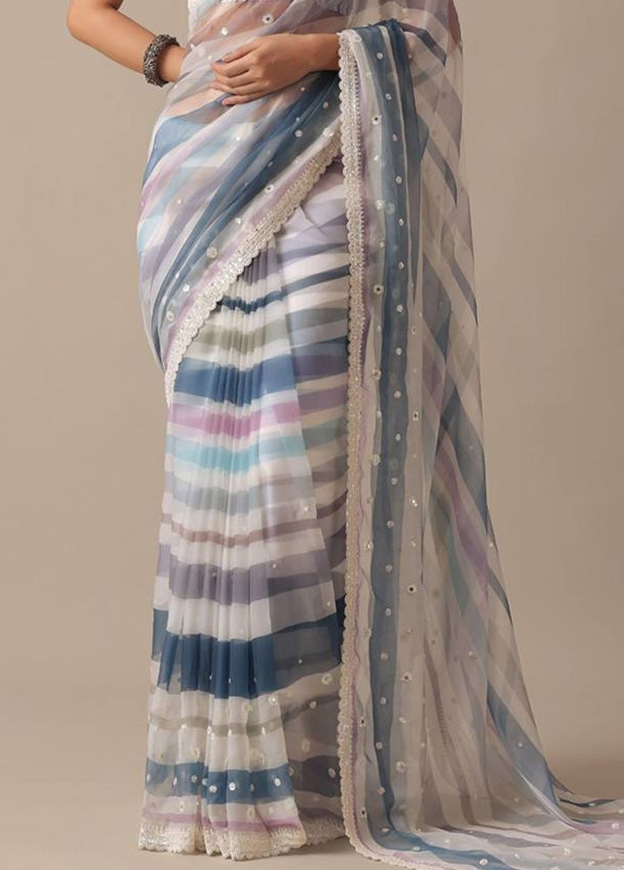 Multicolor Georgette Saree With Blouse Piece