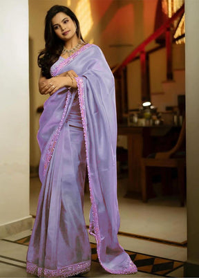 Light Blue Spun Silk Saree With Blouse Piece