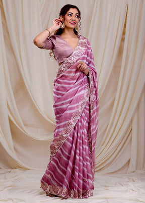 Purple Georgette Saree With Blouse Piece