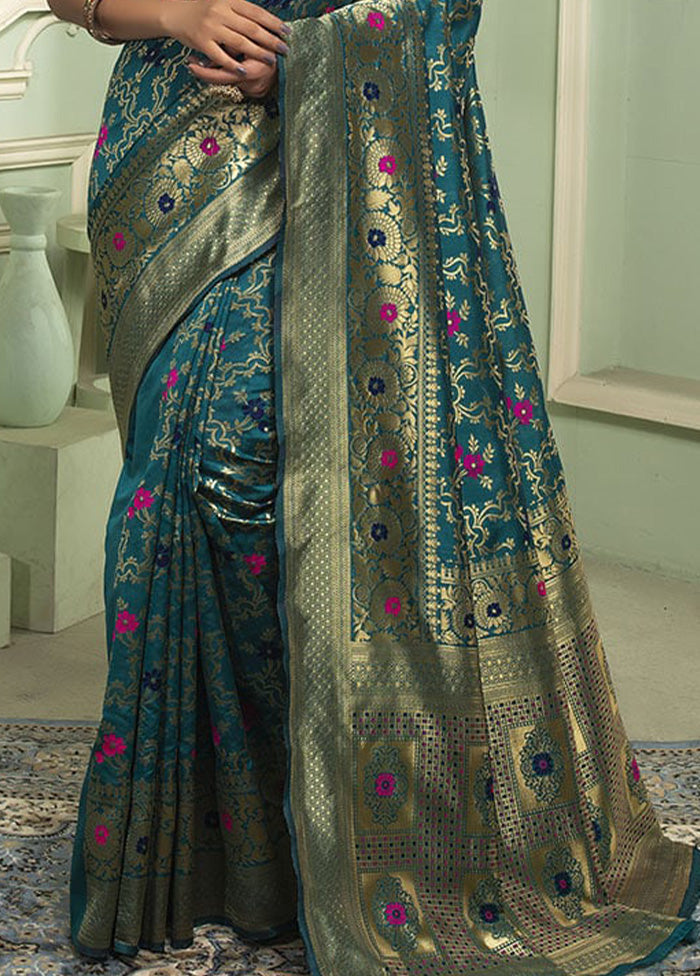 Rama Banarasi Silk Saree With Blouse Piece