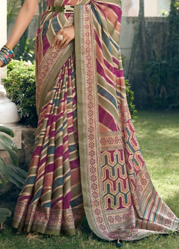 Multicolor Georgette Saree With Blouse Piece