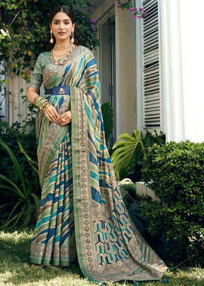 Multicolor Georgette Saree With Blouse Piece