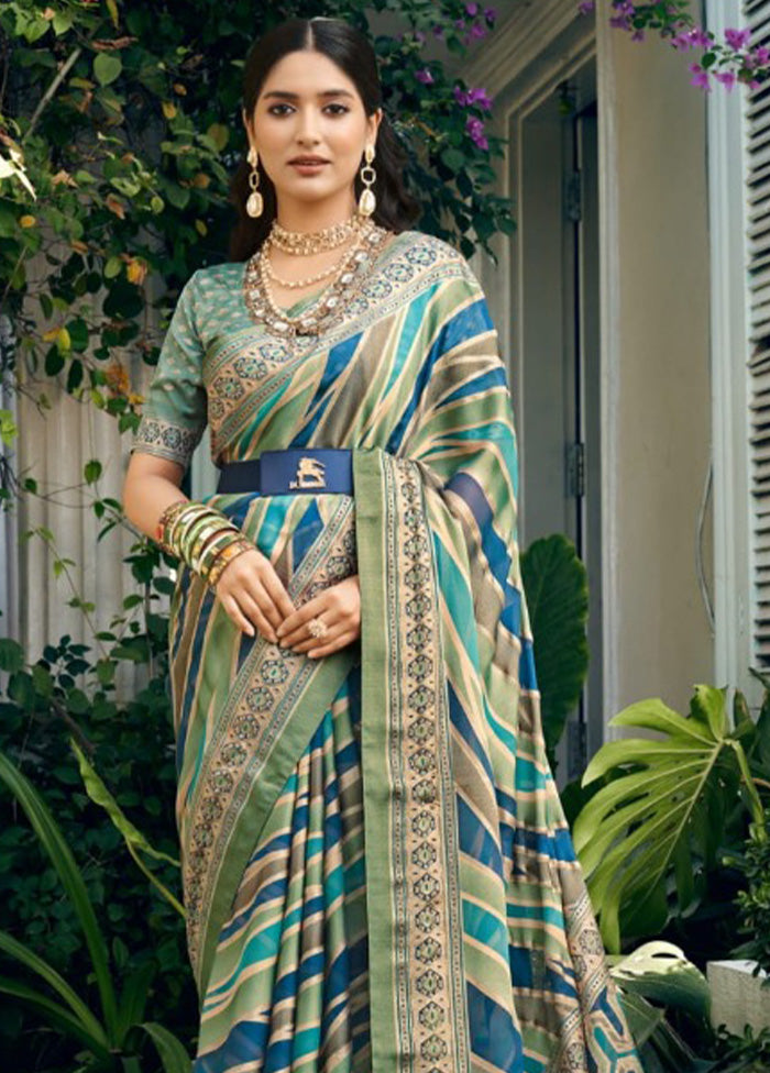 Multicolor Georgette Saree With Blouse Piece