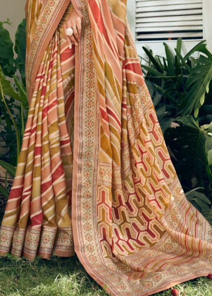 Multicolor Georgette Saree With Blouse Piece