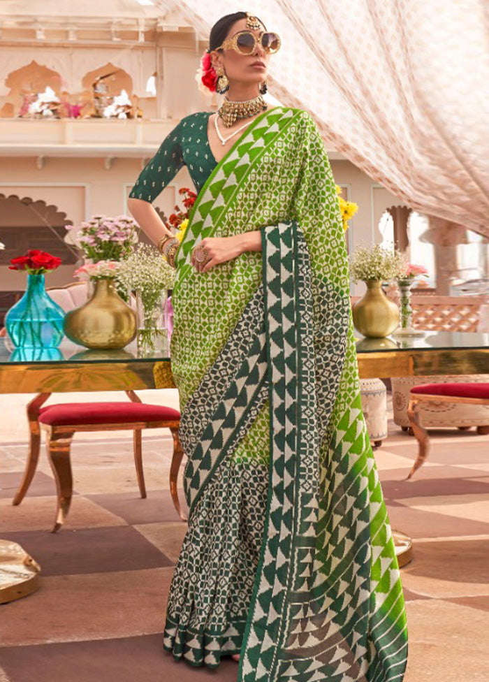 Multicolor Spun Silk Saree With Blouse Piece