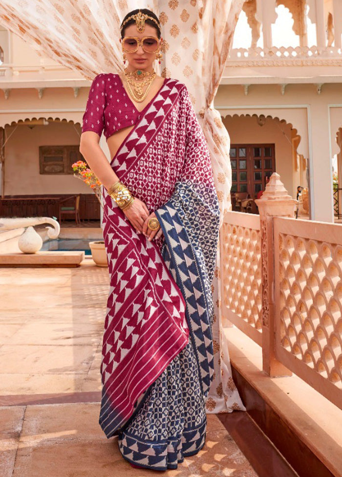 Multicolor Spun Silk Saree With Blouse Piece