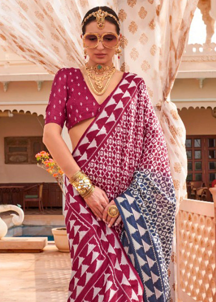 Multicolor Spun Silk Saree With Blouse Piece