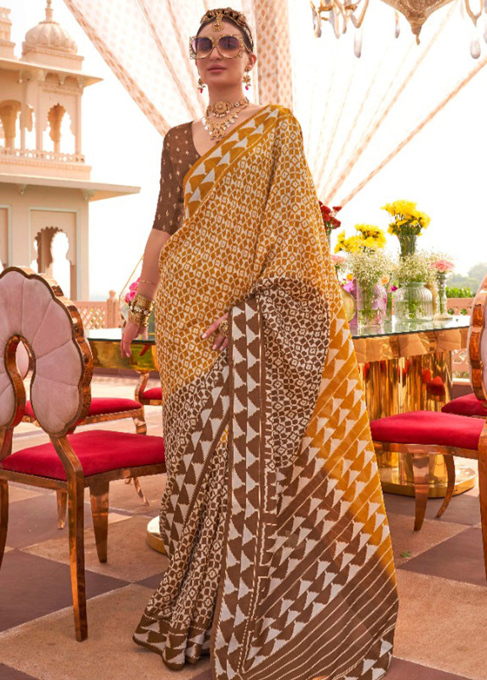 Multicolor Spun Silk Saree With Blouse Piece