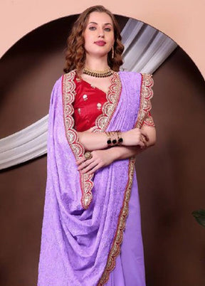 Lavender Georgette Saree With Blouse Piece