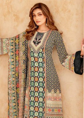 3 Pc Multicolor Unstitched Cotton Suit Set