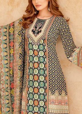 3 Pc Multicolor Unstitched Cotton Suit Set