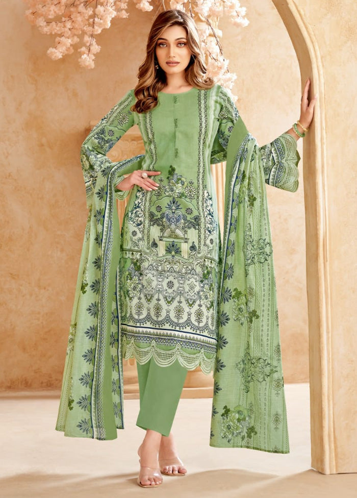 3 Pc Multicolor Unstitched Cotton Suit Set