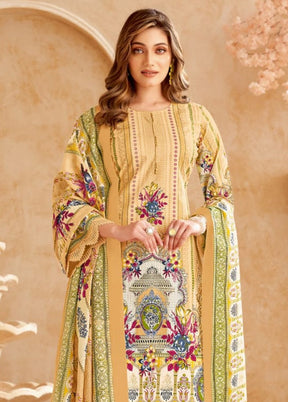 3 Pc Multicolor Unstitched Cotton Suit Set