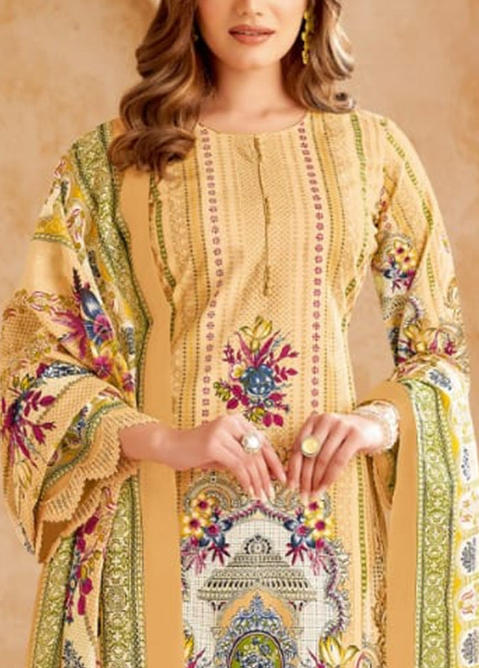 3 Pc Multicolor Unstitched Cotton Suit Set