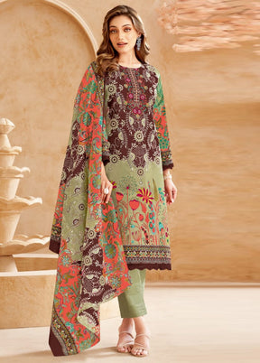 3 Pc Multicolor Unstitched Cotton Suit Set