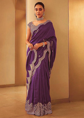 Wine Spun Silk Saree With Blouse Piece