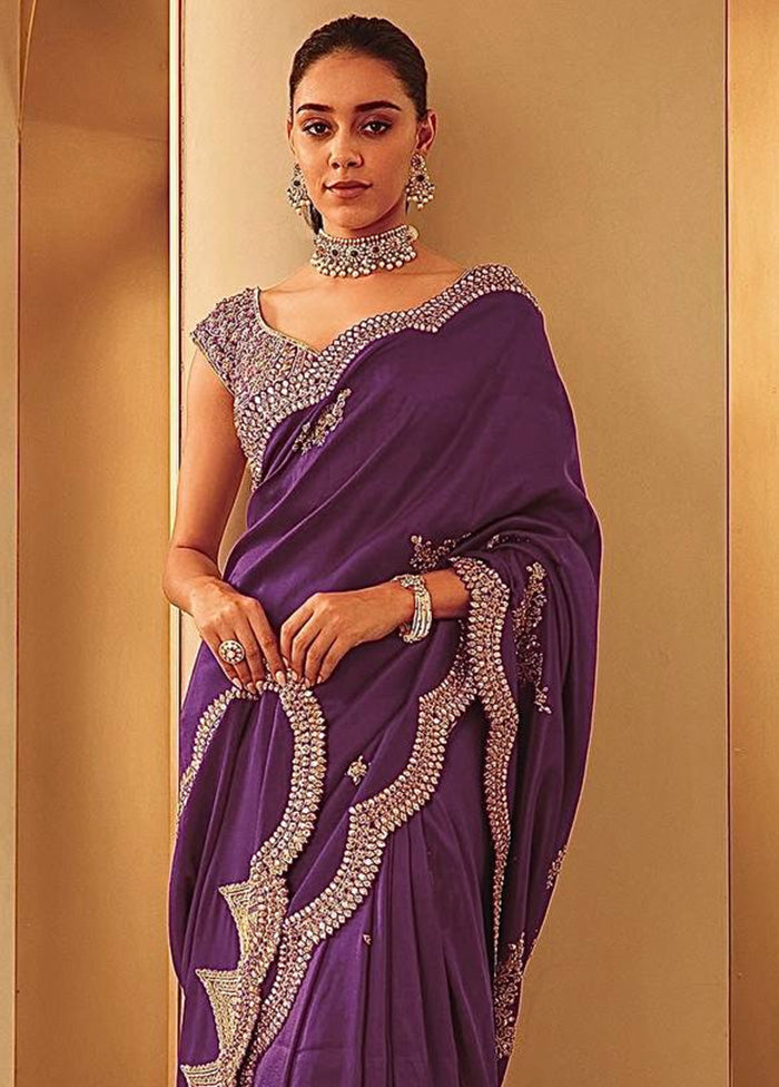 Wine Spun Silk Saree With Blouse Piece