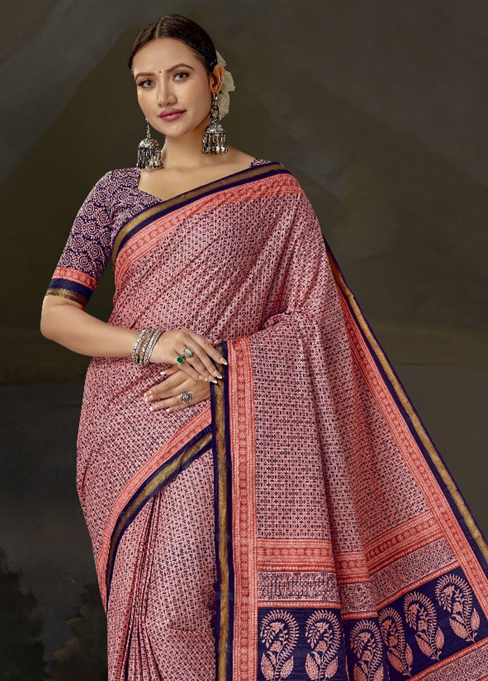 Multicolor Cotton Saree With Blouse Piece