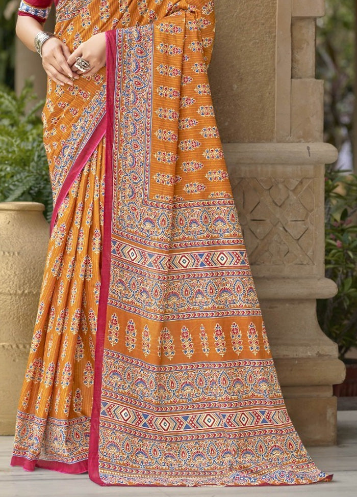 Multicolor Cotton Saree With Blouse Piece