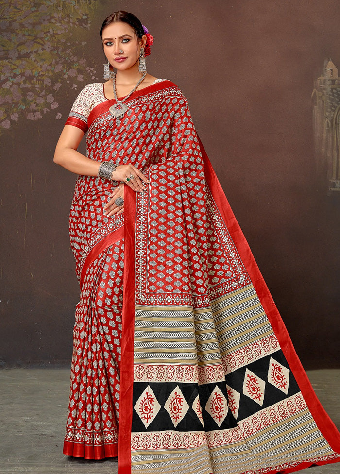 Multicolor Cotton Saree With Blouse Piece