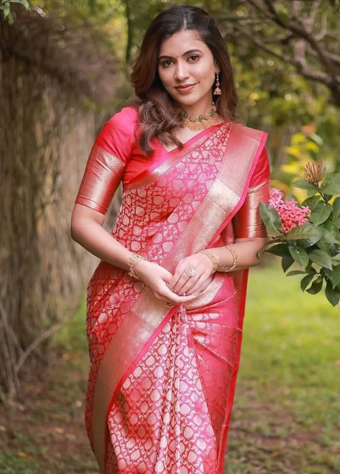 Rani Banarasi Silk Saree With Blouse Piece