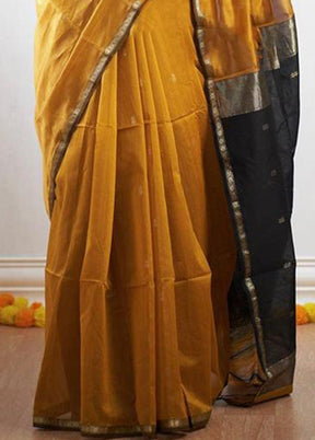 Yellow Banarasi Silk Saree With Blouse Piece